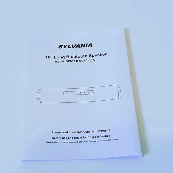 Sylvania SP667 Bluetooth Speaker Manual - Picture 1 of 1